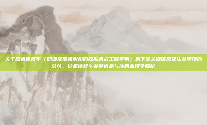 关于挖机债权车（即涉及债权纠纷的挖掘机或工程车辆）以下是关键信息及注意事项的总结，挖机债权车关键信息与注意事项全解析
