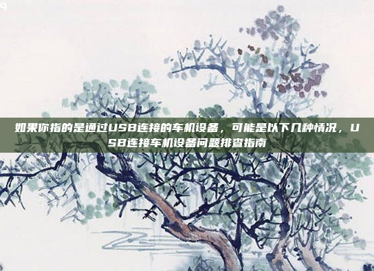 如果你指的是通过USB连接的车机设备，可能是以下几种情况，USB连接车机设备问题排查指南