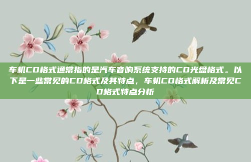 车机CD格式通常指的是汽车音响系统支持的CD光盘格式。以下是一些常见的CD格式及其特点，车机CD格式解析及常见CD格式特点分析