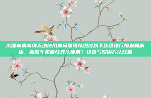 高德车机离线无法使用的问题可以通过以下步骤进行排查和解决,高德车机离线无法使用?排查与解决方法详解