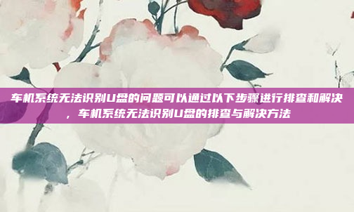 车机系统无法识别U盘的问题可以通过以下步骤进行排查和解决,车机系统无法识别U盘的排查与解决方法