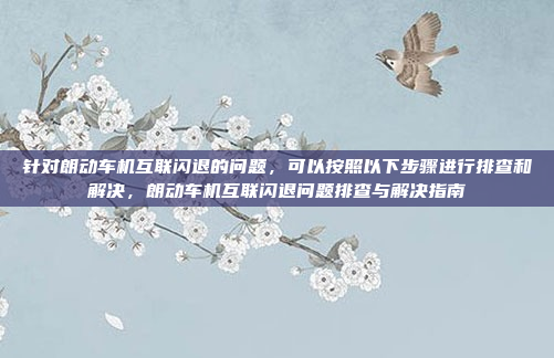 针对朗动车机互联闪退的问题,可以按照以下步骤进行排查和解决,朗动车机互联闪退问题排查与解决指南
