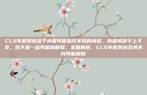 CLS车机系统这个术语可能指代不同的内容，具体取决于上下文。以下是一些可能的解释，全面解析，CLS车机系统及其不同可能解释