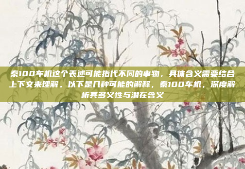 秦100车机这个表述可能指代不同的事物,具体含义需要结合上下文来理解。以下是几种可能的解释,秦100车机,深度解析其多义性与潜在含义