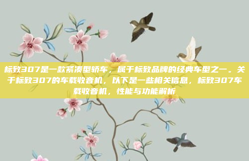 标致307是一款紧凑型轿车,属于标致品牌的经典车型之一。关于标致307的车载收音机,以下是一些相关信息,标致307车载收音机,性能与功能解析