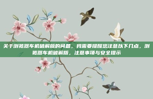 关于浏览器车机破解版的问题,我需要提醒您注意以下几点,浏览器车机破解版,注意事项与安全提示