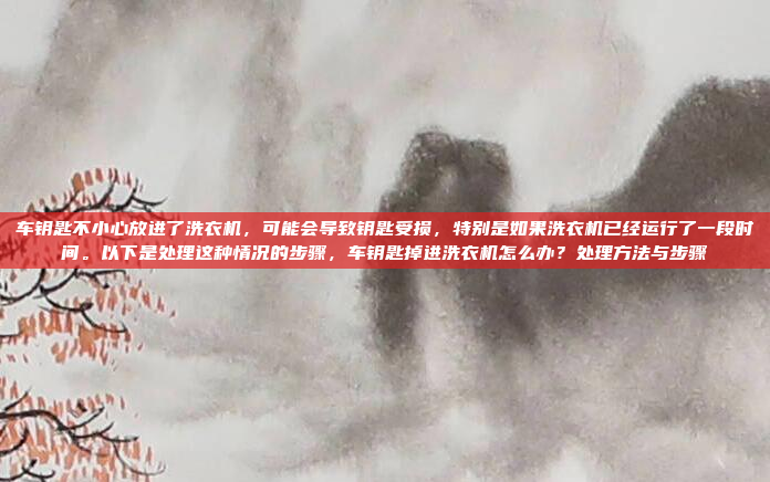 车钥匙不小心放进了洗衣机，可能会导致钥匙受损，特别是如果洗衣机已经运行了一段时间。以下是处理这种情况的步骤，车钥匙掉进洗衣机怎么办？处理方法与步骤
