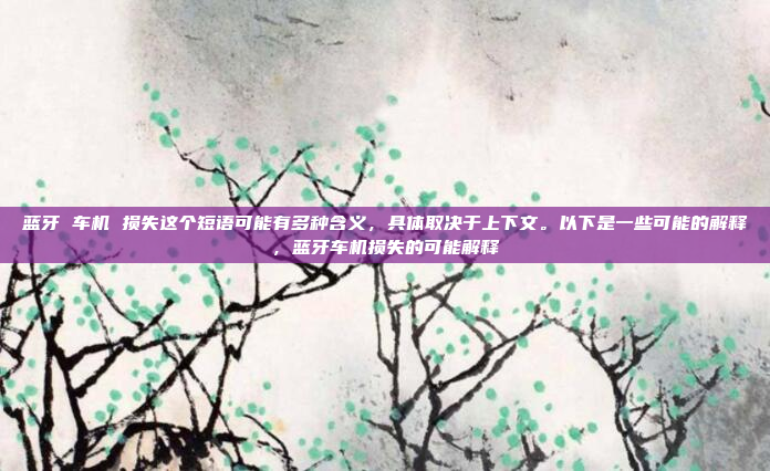 蓝牙 车机 损失这个短语可能有多种含义，具体取决于上下文。以下是一些可能的解释，蓝牙车机损失的可能解释