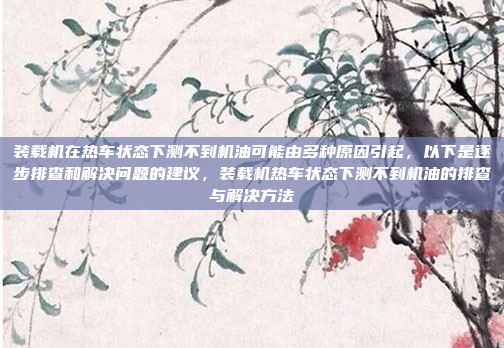 装载机在热车状态下测不到机油可能由多种原因引起,以下是逐步排查和解决问题的建议,装载机热车状态下测不到机油的排查与解决方法