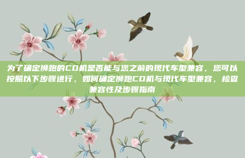 为了确定狮跑的CD机是否能与您之前的现代车型兼容,您可以按照以下步骤进行,如何确定狮跑CD机与现代车型兼容,检查兼容性及步骤指南