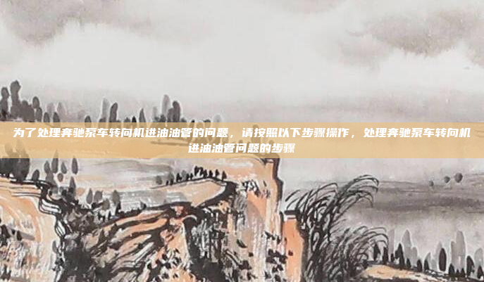 为了处理奔驰泵车转向机进油油管的问题,请按照以下步骤操作,处理奔驰泵车转向机进油油管问题的步骤