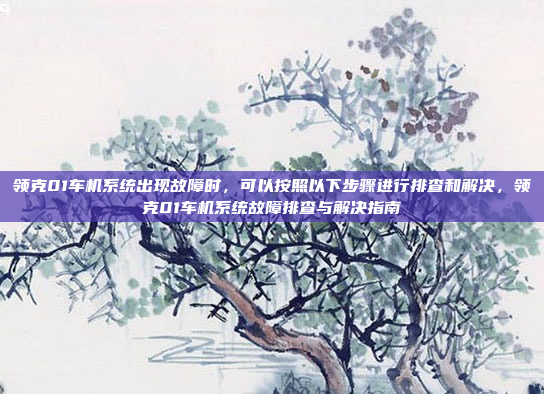 领克01车机系统出现故障时,可以按照以下步骤进行排查和解决,领克01车机系统故障排查与解决指南