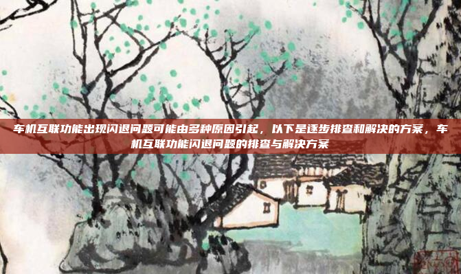 车机互联功能出现闪退问题可能由多种原因引起，以下是逐步排查和解决的方案，车机互联功能闪退问题的排查与解决方案