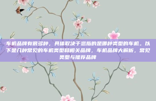 车机品牌有很多种，具体取决于您指的是哪种类型的车机。以下是几种常见的车机类型和相关品牌，车机品牌大解析，常见类型与推荐品牌