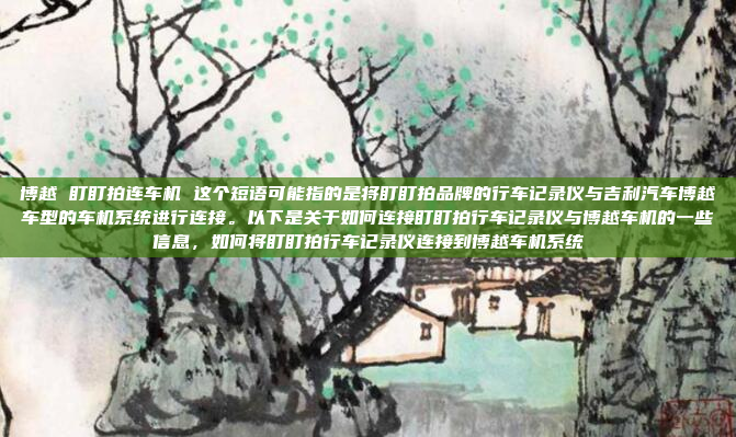 博越 盯盯拍连车机 这个短语可能指的是将盯盯拍品牌的行车记录仪与吉利汽车博越车型的车机系统进行连接。以下是关于如何连接盯盯拍行车记录仪与博越车机的一些信息,如何将盯盯拍行车记录仪连接到博越车机系统