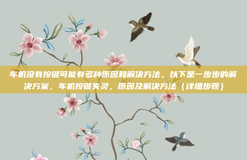车机没有按键可能有多种原因和解决方法。以下是一步步的解决方案,车机按键失灵,原因及解决方法(详细步骤)