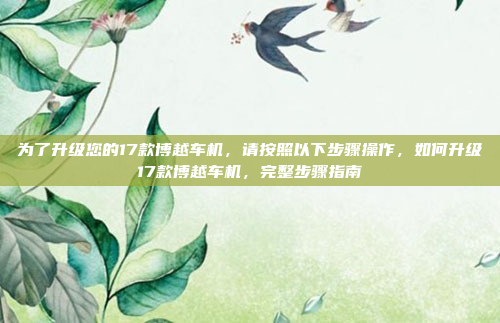 为了升级您的17款博越车机,请按照以下步骤操作,如何升级17款博越车机,完整步骤指南