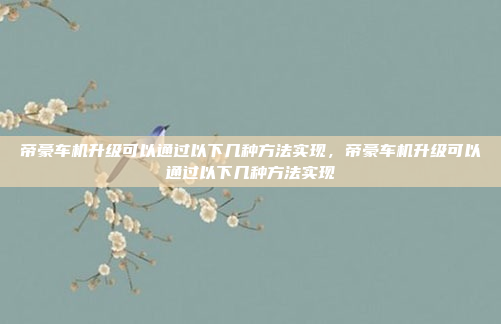 帝豪车机升级可以通过以下几种方法实现,帝豪车机升级可以通过以下几种方法实现