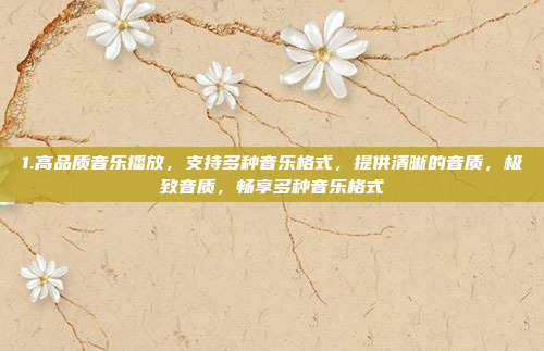 1.高品质音乐播放,支持多种音乐格式,提供清晰的音质,极致音质,畅享多种音乐格式
