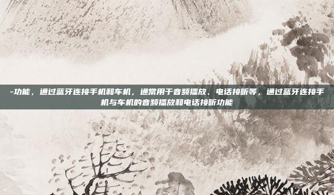 -功能，通过蓝牙连接手机和车机，通常用于音频播放、电话接听等，通过蓝牙连接手机与车机的音频播放和电话接听功能