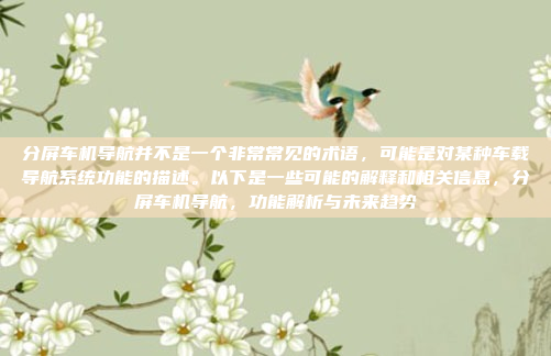 分屏车机导航并不是一个非常常见的术语,可能是对某种车载导航系统功能的描述。以下是一些可能的解释和相关信息,分屏车机导航,功能解析与未来趋势