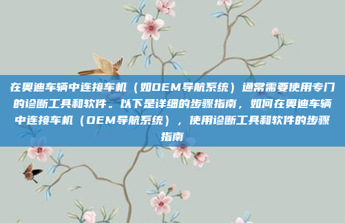 在奥迪车辆中连接车机(如OEM导航系统)通常需要使用专门的诊断工具和软件。以下是详细的步骤指南,如何在奥迪车辆中连接车机(OEM导航系统),使用诊断工具和软件的步骤指南