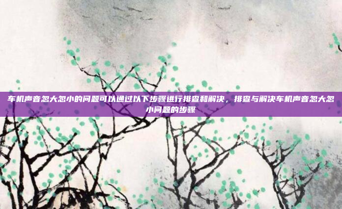 车机声音忽大忽小的问题可以通过以下步骤进行排查和解决,排查与解决车机声音忽大忽小问题的步骤