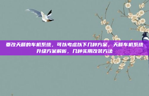 要改天籁的车机系统,可以考虑以下几种方案,天籁车机系统升级方案解析,几种实用改装方法