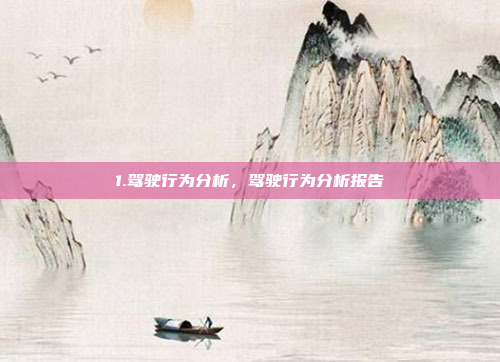 1.驾驶行为分析，驾驶行为分析报告