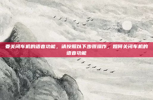 要关闭车机的语音功能,请按照以下步骤操作,如何关闭车机的语音功能