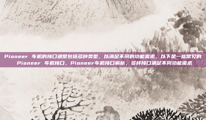 Pioneer 车机的接口通常包括多种类型,以满足不同的功能需求。以下是一些常见的 Pioneer 车机接口,Pioneer车机接口解析,多样接口满足不同功能需求