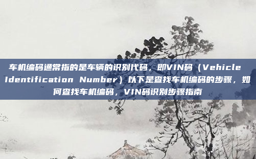车机编码通常指的是车辆的识别代码,即VIN码(Vehicle Identification Number)以下是查找车机编码的步骤,如何查找车机编码,VIN码识别步骤指南