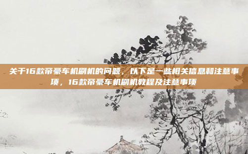 关于16款帝豪车机刷机的问题,以下是一些相关信息和注意事项,16款帝豪车机刷机教程及注意事项
