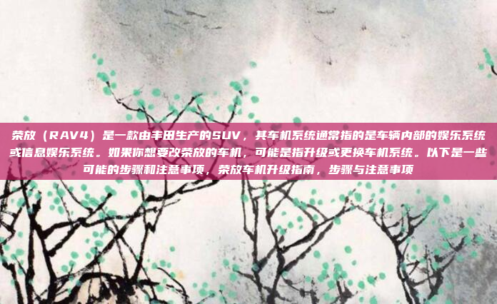 荣放(RAV4)是一款由丰田生产的SUV,其车机系统通常指的是车辆内部的娱乐系统或信息娱乐系统。如果你想要改荣放的车机,可能是指升级或更换车机系统。以下是一些可能的步骤和注意事项,荣放车机升级指南,步骤与注意事项