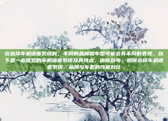 在选择车机语音系统时,不同的品牌和车型可能会有不同的表现。以下是一些常见的车机语音系统及其特点,供你参考,如何选择车机语音系统,品牌与车型的性能对比