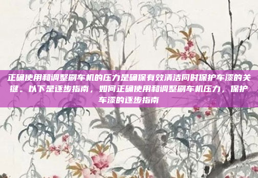 正确使用和调整刷车机的压力是确保有效清洁同时保护车漆的关键。以下是逐步指南,如何正确使用和调整刷车机压力,保护车漆的逐步指南